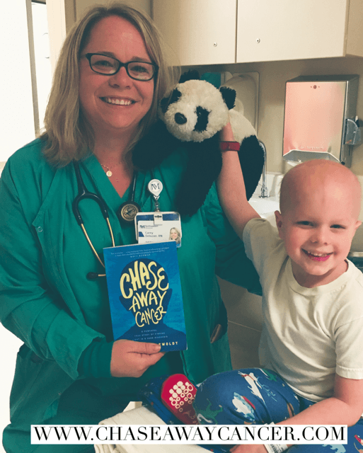 Nurse Carey, Chase, Panda Bear (on his best behavior), and Chase Away Cancer