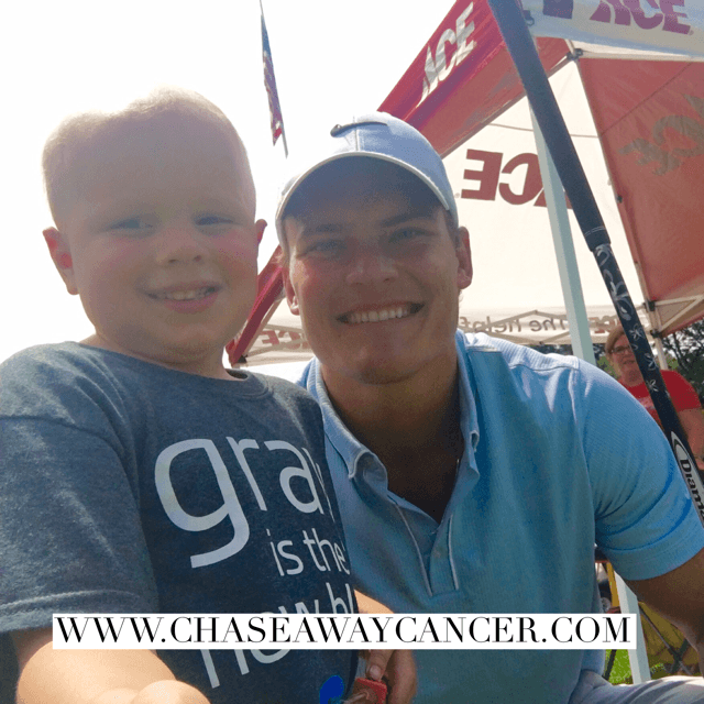Chase gets lessons in using his new selfie stick from NFL quarterback Matt Blanchard